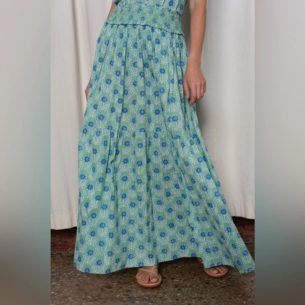 New! Ophelia & Indigo Sylvie Skirt in Green and Blue Azalea Print 💚💙 Small NWT!